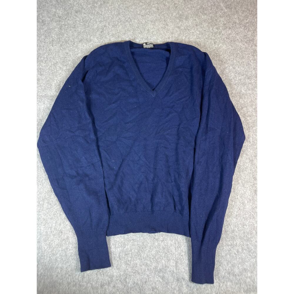 VINTAGE St Michael Sweater Mens Size 40 Blue Pullover Cashmere Cozy Minimalist
